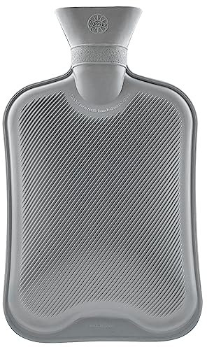 Wärmflasche Ohne Bezug, 2er und 3er Pack Wärmflaschen Groß 1.8L Gummi, Hot Water Bottle Robust und Langlebig aus Naturkautschuk, Bettflasche für Kinder und Erwachsene (Gris, 1 pack)