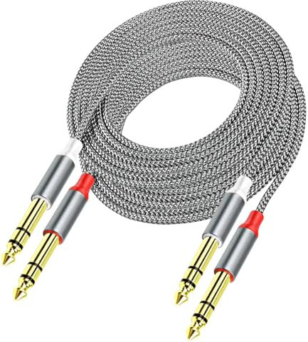 XMSJSIY Cavo patch stereo da 1/4, 6,35 mm, TRS su Dual 1/4, 6,35 mm, TRS, per chitarra, basso, amplificatore, amplificatore, 2 m