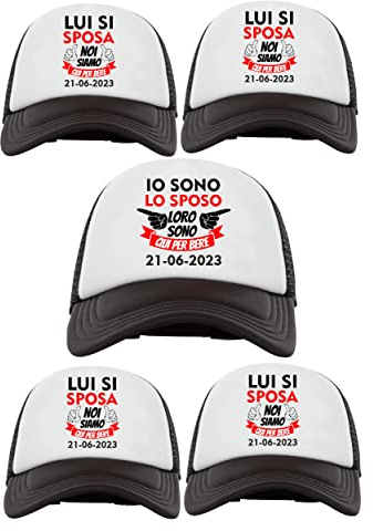 Incidiamo Kit Cappellini Addio al Celibato Personalizzabili con Data Festa o Matrimonio Io Mi Sposo Loro Sono Qui per Bere Frase Divertente Bachelor Party Bianco