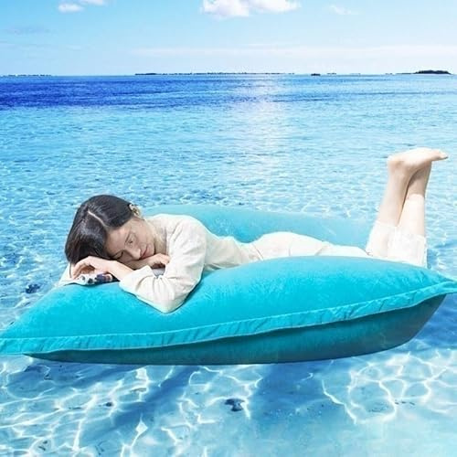 UGEFKMQ Sitzsack Tropfenformwasserdichte Pool-Liege, Outdoor-Entspannungssofa, Oxford, Wasserdichter Stoff, Schwimmbad-Schwimmsack, Stuhl, 140 cm X 180 cm (Ohne Füllung),Himmelblau,180Cm*140Cm