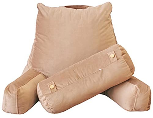 Lesekissen, Rückenkissen Bett mit Nackenrolle, Lesekissen, Buchkissen, Lesehilfe mit Armlehnen, Sofa, großes, festes Rückenstützkissen, tragbares, verdicktes Lendenkissen, weiß