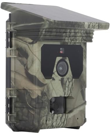 PUSOKEI Solar Wildkamera, 4K 50 MP Wildkamera mit Bewegungsaktivierung, Nachtsicht, 0,3 S Auslösezeit, Loop Auf nahme, 90° Weitwinkel, IP65 Wasserdicht, für Jagd, Wildtierüberwachung
