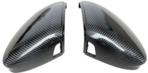 Carbon Look Schwarz Und Helle Schwarz Auto Rückspiegel Gehäuse Abdeckung Für Vw Für Golf 8 MK8 2020 2021 Seitenspiegel Abdeckkappen Spiegelkappen (Farbe : with Side Assist-1)