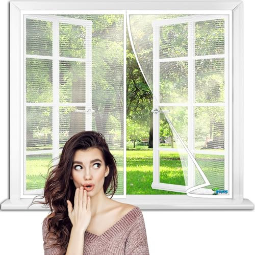 Insektenschutz Fliegengitter Fenster 215 x 170 cm Rollotür Insektenschutzrollo SMART Schiebetür Rollo ausziehbar in verschiedenen Größen und Farben als Selbstbausatz【Weiß】