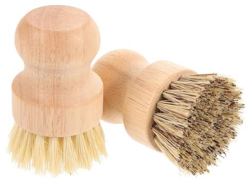 FRCOLOR 2stücke Küchenreinigungsbürste Mit Palmenborsten Und Holzgriff Aus Für Töpfe Und Pfannen Praktische Scheuerbürste Für Küche