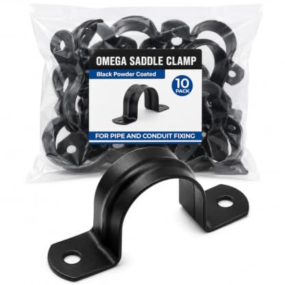 LEDSone Pack of 10 Black 20mm Conduit Distance Saddle Clamps | Conduit Electrical Pipe Fixing U Clips with Screws Accessories Heavy Duty Wall Mount Bracket.