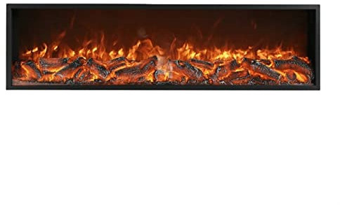 BGFYUSF Cheminée 3D Simulation Flamme Cheminée Électrique Encastrée Longueur 31 À 59 Pouces Décoration De Cheminée Électrique Flamme Émulée Artificielle Cheminées，Black-150cm