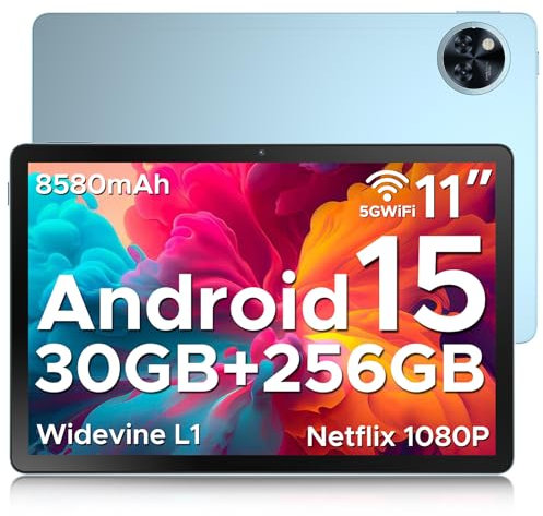 DOOGEE U11 PRO Android 15 Tablet 11 Inch, 30GB RAM 256GB ROM (TF 2TB), 8580mAh Battery, Unisoc T7200 Octa-Core Android Tablets, Ultra-Thin 7.9mm, Widevine L1|5G Wi-Fi|Face Unlock|3.5mm Jack-Blue