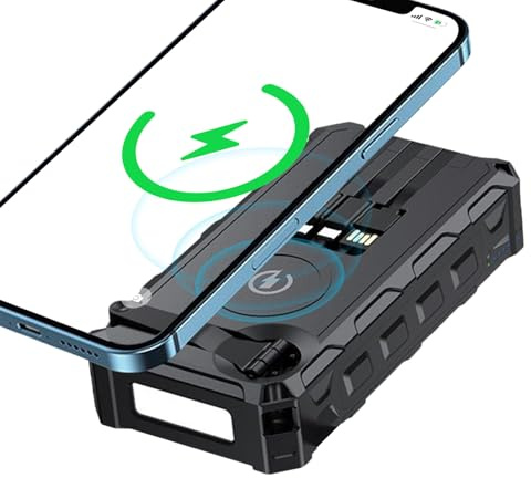 Externt solbatteri | externt batteri med vev och LED-lampa, elektroniska enheter, vattentät hopfällbar Powerbank för fiske, camping, resor och hem