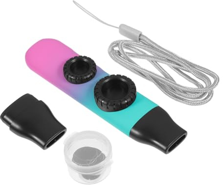 Doppelloch Kazoo aus Kunststoff mit 1 Satz für Gitarre und Ukulele | Tragbar und Leicht zu Spielen, mit Flötenmembranen und Schnur, für Kinder und Musikalische Früherziehung