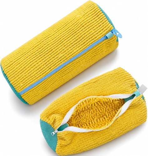 2 Stück Schuhwaschbeutel Waschmaschine, XXL Schuhe Waschbeutel Sneaker, Reusable Wäschesack, Multi Schutz Laundry Shoe Bag für Turnschuhe,Tennisschuhe- Gelb