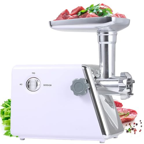 SHJDBF Electric Meat Grinder,Bone and Meat Grinders,800W Stainless Steel Food Mincer, 3 Different Cutting Plates,Sausage Stuffer for Home Kitchen Use - Powerful & Efficient