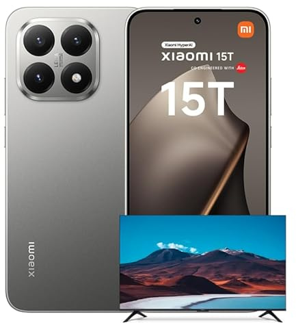 Xiaomi 15T, Smartphone 12+256GB, 6.83 120Hz Eye-care Display, MediaTek Dimensity 8400-Ultra, 50MP Leica Summilux Optical Lens, 5500mAh, Titanium, Charger Not Included,2-years warranty+Xiaomi TV F 32