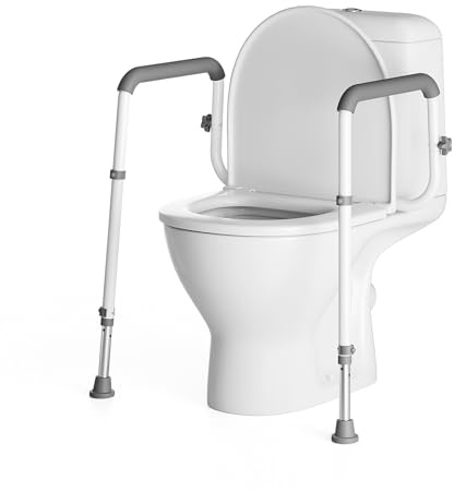 Loyoda Toilet Safety Rail for Seniors with Adjustable Height & Width, Toilet Safety Frame with Handles, 350LB Toilet Support Rail for Handicap and Disabled