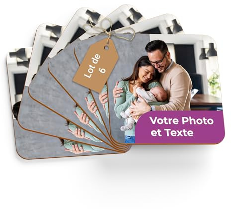 Cimpress Foto Untersetzer, Personalisierter Glasuntersetzer aus Kork, 9,5 × 9,5 cm, mit Bild oder Text personalisierbar, Geschenkidee für Freunde oder Familie, rutschfest und Kratzfest im Alltag