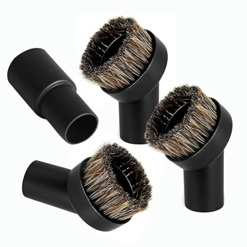 LianSinGo 3Pcs 32mm Round Horse Hair Brushes for Attachments, Universal Round Dusting Brush with Connector, Horse Hair Vacuum Cleaner Attachment Replacement, Nozzle Cleaner Dust Brush Tool