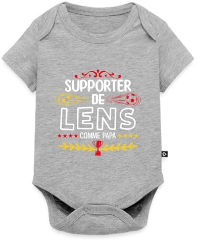 Spreadshirt Je Suis Un Supporter De Lens Comme Papa Body Manches Courtes Bébé Bio, 86 (12-18 mois), gris chiné