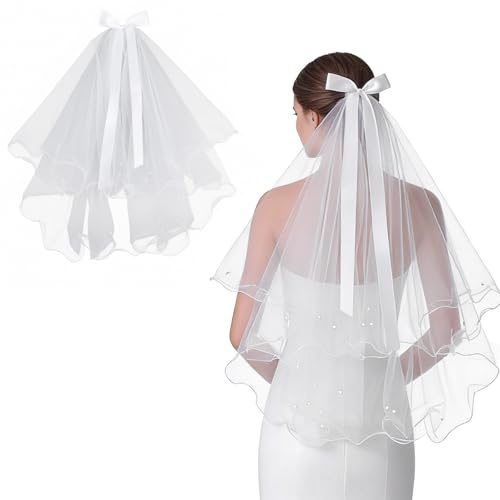 Brautschleier Hochzeit Haarschmuck Braut Brautschleier Kurz Schleife