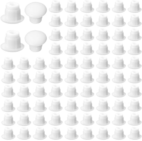 Xinjoduz 500 PCS 3/16 Inch Drill Hole Cover Caps, 5 mm White Round Plastic Hole Plugs Button Shelf Plugs Cabinet Cupboard Shelves Furniture Peg Pin Nail Screw Drilling Holes Covers Caps