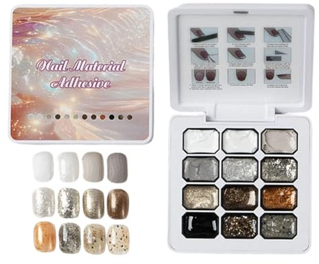 Palette de Vernis Semi-Permanent Gel Palette 12 couleurs pailletées | Gel à peindre et à polir Pour filles, femmes, ados, mères, pratique, salon, maison, fête, vacances, ,