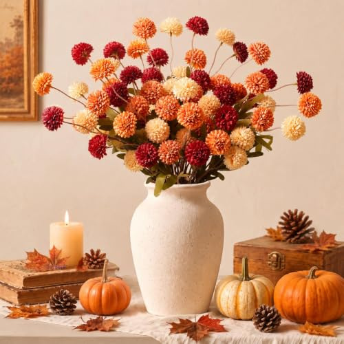Sahoottie 6 Bündel 52cm Herbst Künstliche Chrysanthemen Blumen wie Echt