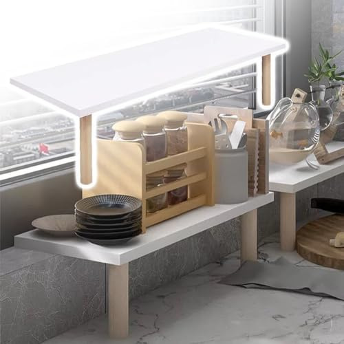 Vibeo Prolunga per Davanzale Prolunga per Davanzale Stretto con 2 Gambe Corte, Prolunga per Piano di Lavoro per Finestre della Cucina, Mensola in Legno per Davanzale 6-20 cm(19x8x8 in (49x20x20 cm))