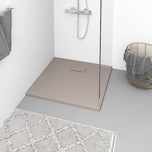 Kaloriko Piatto doccia SMC marrone, 80 x 80 cm, con soglia bassa, antiscivolo, pavimento doccia a pavimento, materiale facile da pulire, adatto per cabina doccia Walkin senza barriere