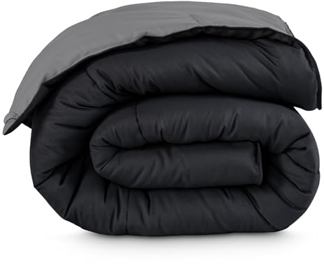 Bare Home Queen Comforter - Reversible Colors - Goose Down Alternative - Ultra-Soft - Premium 1800 Series - All Season Warmth - Bedding Comforter (Queen, Black/Grey)