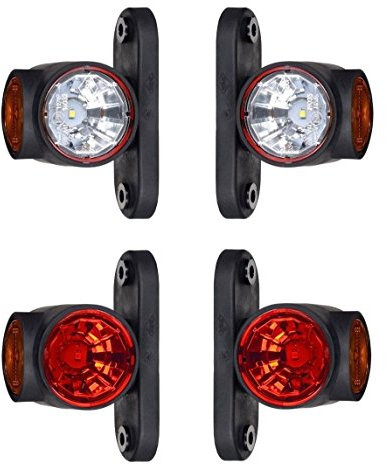 BUL BARS 4 x LED Gummi Begrenzungsleuchte Seitenleuchte 12V 24V mit E-Prüfzeichen Positionsleuchte Auto LKW PKW KFZ Lampe Leuchte Licht Weiß Rot Orange