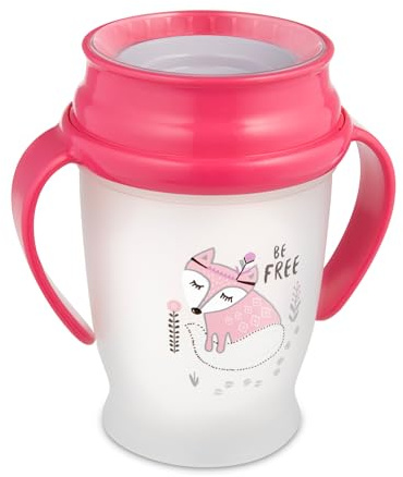 Lovi 1/591new Trinkbecher 360° Junior Indian Summer, 12+ Monate, abdichtende Silikonscheibe, antibakterieller Schutz, 250 ml, pink