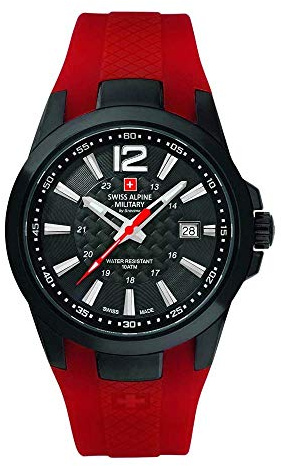 Swiss Alpine Military by Grovana Herrenuhr rot 7058.1876 10ATM Swiss Made