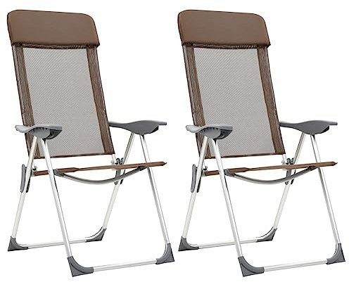 vidaXL 2X Campingstuhl Aluminium Braun Angelstuhl Gartenstuhl Klappstuhl Stuhl