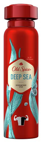 Old Spice Deep Sea Déodorant pour homme en spray 150 ml Frais 48H 0% Sels d'aluminium Anti-taches blanches et jaunes