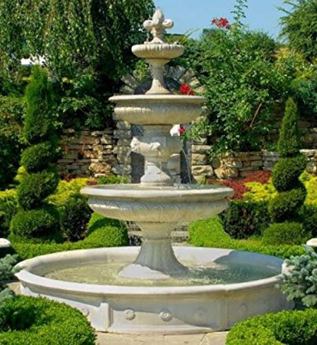 Casa Padrino Barock Gartenbrunnen/Springbrunnen Ø 265 x H. 280 cm - Prunkvoller 3-Stufiger Brunnen im Barockstil, Farbe:weiß