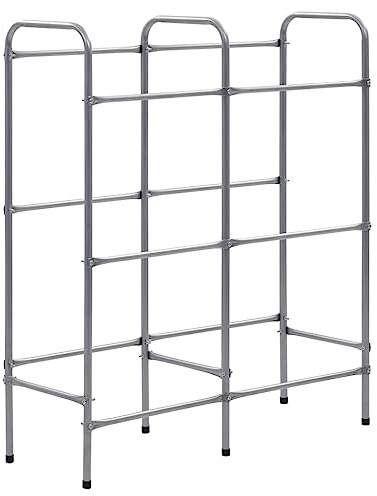 vidaXL Etagère de Rangement pour 6 Caisses Organisateur de Stockage Caisses d'Epicerie Caisses à Boissons Garage Argenté 96x33x116 cm Acier
