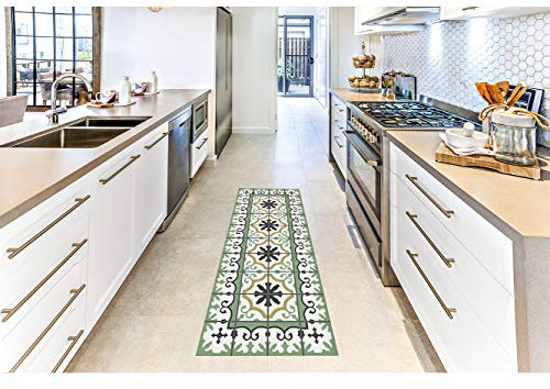 Teppich Mosaik Zimmer, PVC | verschiedene Größen | Teppich PVC | Vinylboden | Dekoration für Zuhause | Boden Sintasol | Bodenschutz | 60x200cm grün