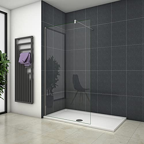 Walk In Vetro Temperato 8mm Barra Stabilizzatrice da 140cm 70x200cm | tagliabile, Trasparente Anticalcare