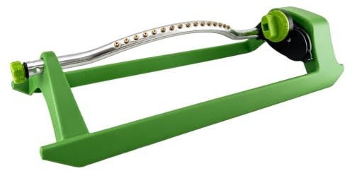 Aspersor Oscilante de Jardín 16 Agujeros | Regador de Aluminio con Control de Dirección del Agua | Aspersor para Césped, Plantas, Huerto, Patio y Exterior
