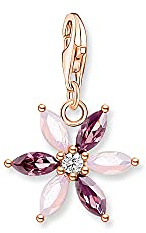 THOMAS SABO Charm-Anhänger Blume rosa Steine roségold 925 Sterlingsilber, 750 Roségold Vergoldung