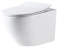Primaster Wand WC spülrandlos Prag Tiefspüler weiß matt inkl. WC Sitz