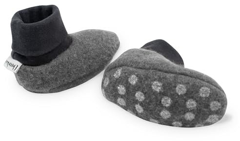 Ehrenkind® Walkschuhe | Krabbelschuhe Babys | Bio-Wolle & Bio-Baumwolle | Standard 100 by Oeko-TEX | Hellgrau 23/24 | Baby Schuhe