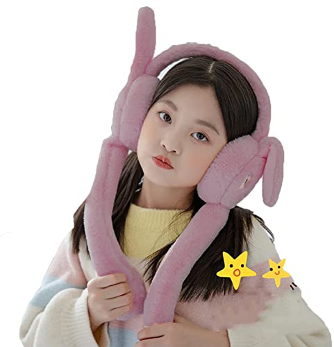 ITODA Winter Ear Muffs Unisex Ear Moving Bunny Earmuffs Windproof Plush Cute Ear Muffs Ear Warmers Soft Warm Ear Wrap Cold Weather Accessory for Adult Kids Boys Girls