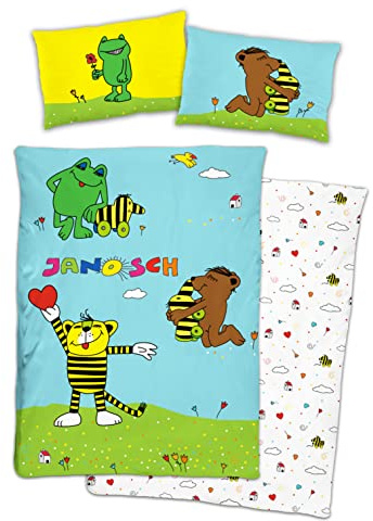 Wild South Shop - Janosch Bettwäsche Tigerente Frosch 40 x 60 + 100x135cm 100% Baumwolle Renforcé mit Reißverschluss
