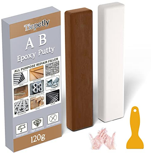 Epoxy Putty, 2 Part Fast Repair Epoxy Glue for Wood, Hard Plastic, Glass, Ceramic Crack, Metal Filler, Heat Resistant and Waterproof, 120g