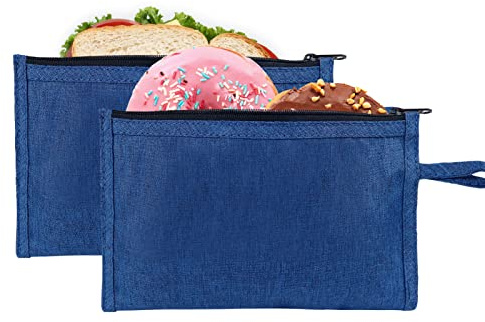 Moyad Sacchetti per Alimenti con Chiusura Buste Regalo Borsa per Alimenti la Conservazione per Trasportare Articoli e Acquisti da Asporto, Cibo, Caramelle (Blu, 2 pezzi, 20 x 11,95cm)