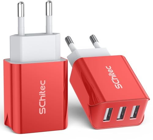 SCHITEC USB Netzteil Ladegerät Stecker, 2 Stücke 3 Port 15W 3A USB Netzstecker USB Ladeadapter Ladestecker für iPhone 11 X 8 6,Tablet,Samsung Galaxy S9 S8, Huawei und Mehr