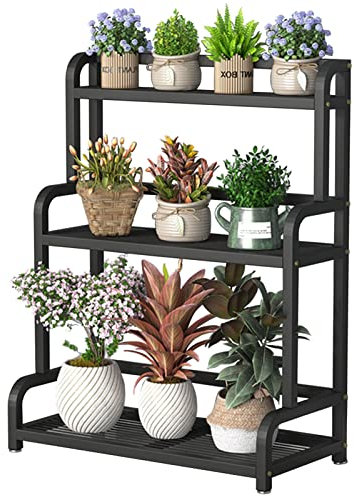 Metall-Eisen-Pflanzenständer, 3 Etagen, Lagerregal, Blumentopfhalter, Regale, Pflanzen-Display, Lagerregal, Leiterregal für Blumentopf, Innen- und Außengarten, Balkon (Size : 80x40x102cm)