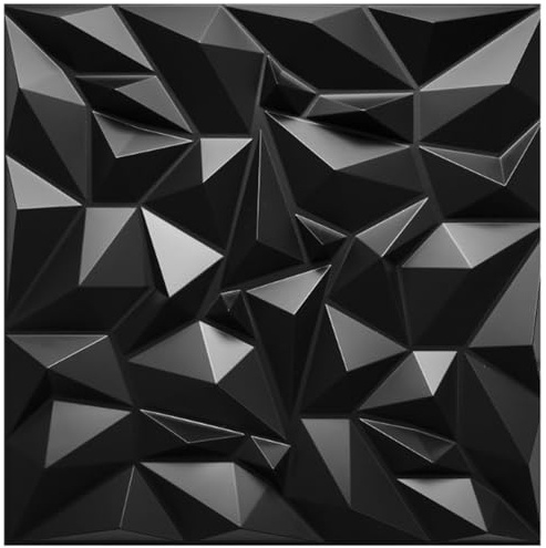 Eurodeco Pack of 20-5 m² 3D Panels PVC Plastic Panels 50 cm x 50 cm Wall Panels Gaming Room Wall Ceiling 3D Look Mirror Black PVC 3D Panels