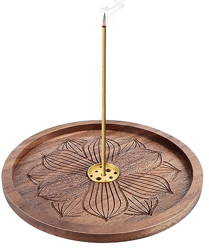 Hållare för rökelser, lotus rökelsekärl av trä, rökelsehållare med ash Catcher, incense hållare meditation tillbehör perfekt för rökelser hemma