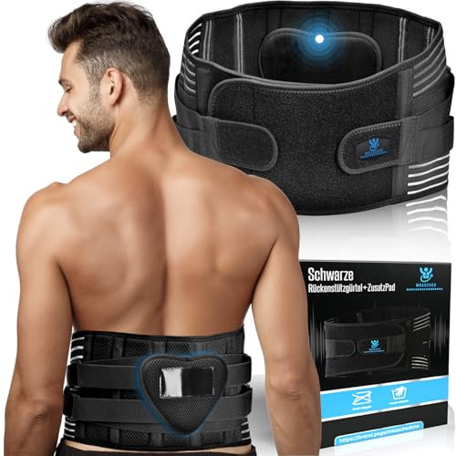 MKASCHED Ceinture de soutien dorsale noire pour Hommes et Femmes,Ceinture abdominale,Bandage dorsal,Ceinture Rénal,Soulagement des douleurs dorsale-coussin lombaire supplémentaire en bonus